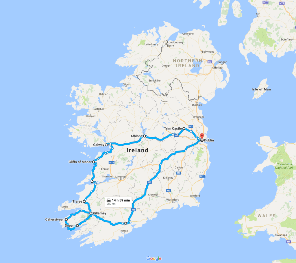 Seven Day Western Ireland Driving Route